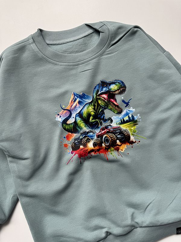 Bluza miętowa z dinozaurem rozmiar 92