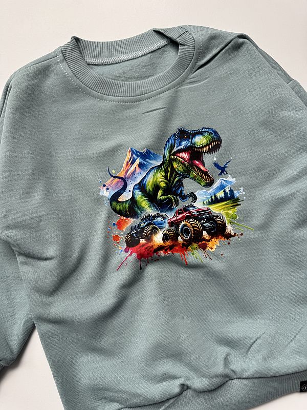 Bluza miętowa z dinozaurem rozmiar 92