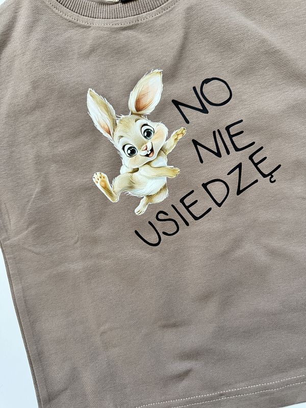 Koszulka kawowa z krótkim rękawem no nie usiedzę rozmiar 98