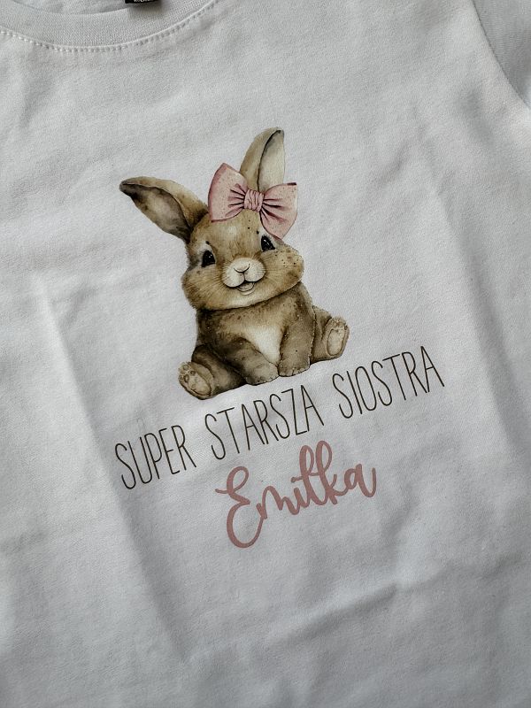 Koszulka biała z krótkim rękawem super starsza siostra Emilka rozmiar 128
