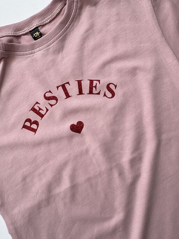 Koszulka różowa z krótkim rękawem besties rozmiar 128