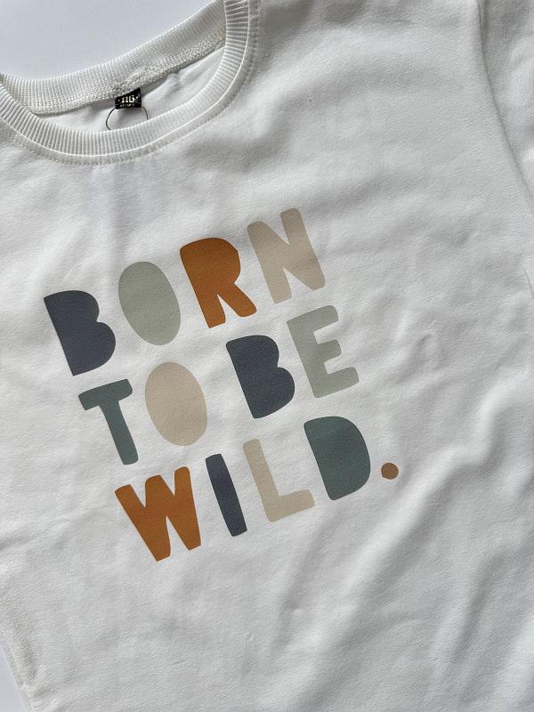 Koszulka ecru z krótkim rękawem born to be wild rozmiar 116