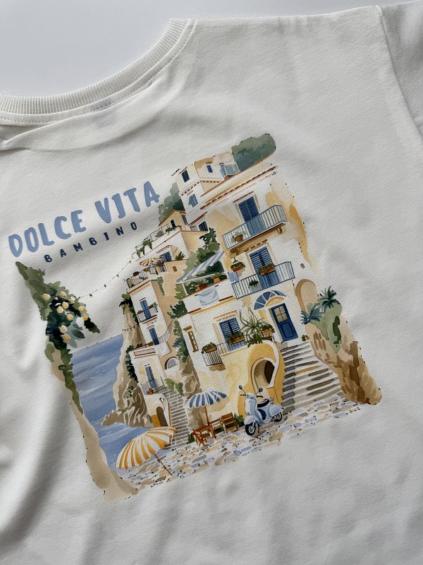 Koszulka ecru z krótkim rękawem dolce vita bambino rozmiar 116