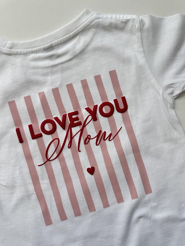 Koszulka biała z krótkim rękawem I love you mom rozmiar 110
