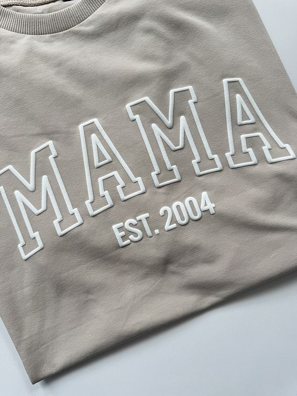 Koszulka damska beżowa mama est 2004 rozmiar oversize