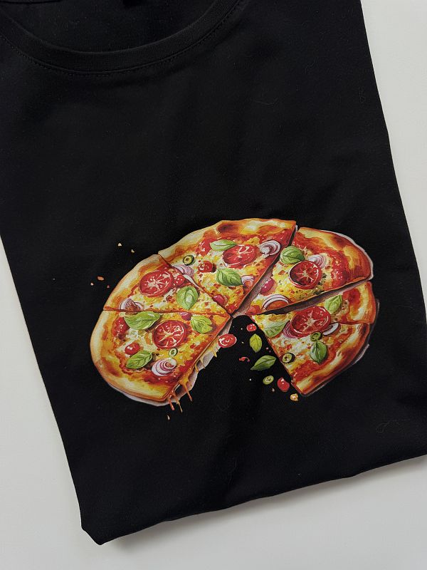 Koszulka czarna męska pizza rozmiar XL