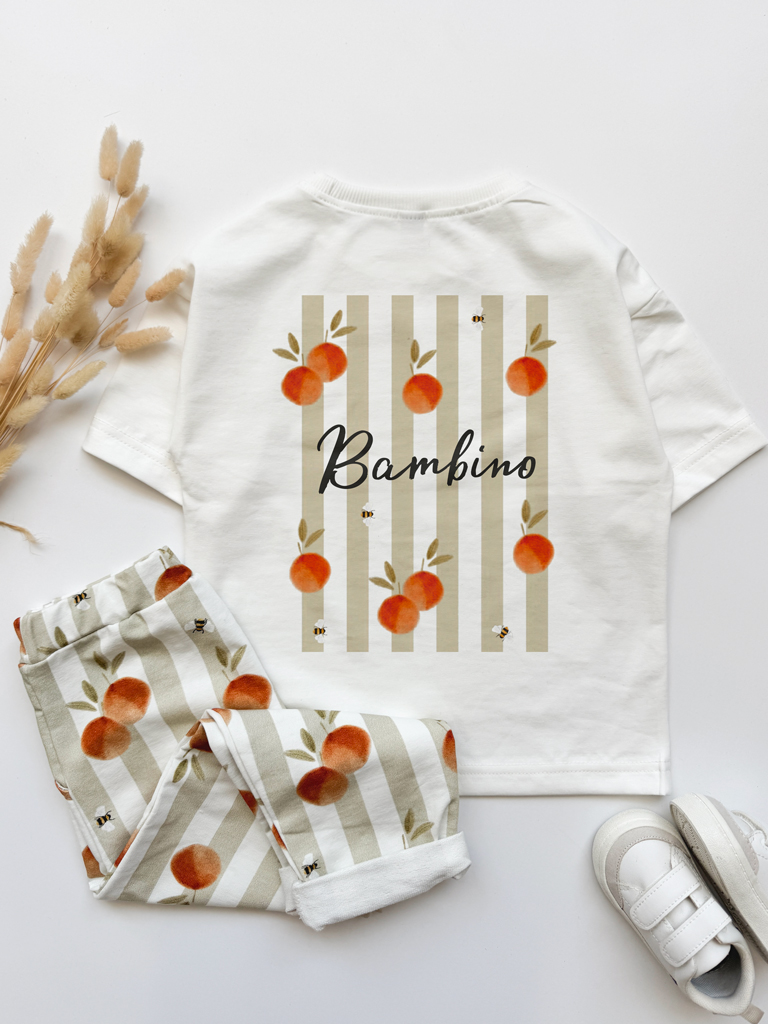 Koszulka dziecięca pomarańcze na paskach bambino