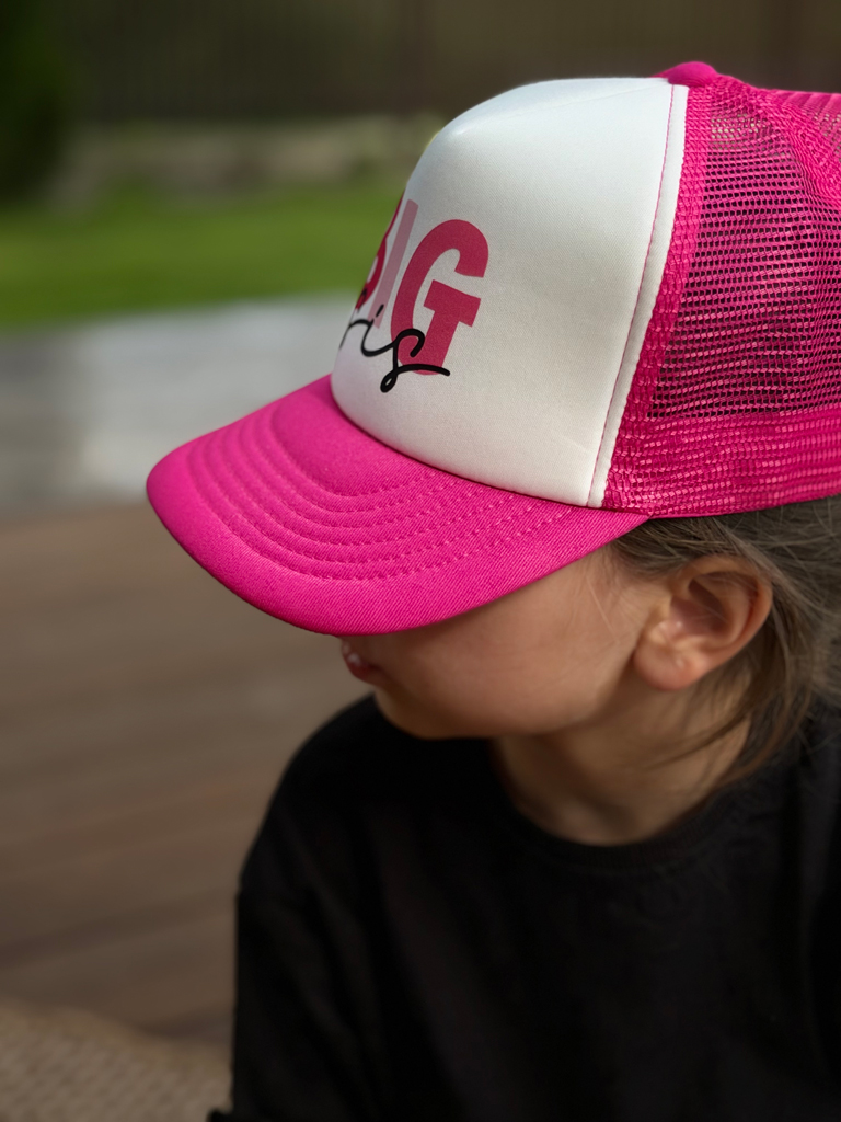 Różowa czapka z daszkiem dla dziecka big/lil sis - obrazek 4