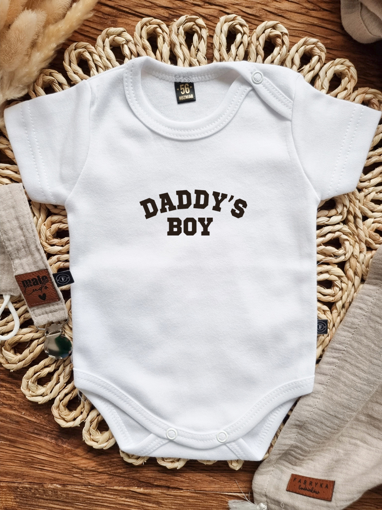 Białe body dla niemowlaka z nadrukiem daddy's girl/boy