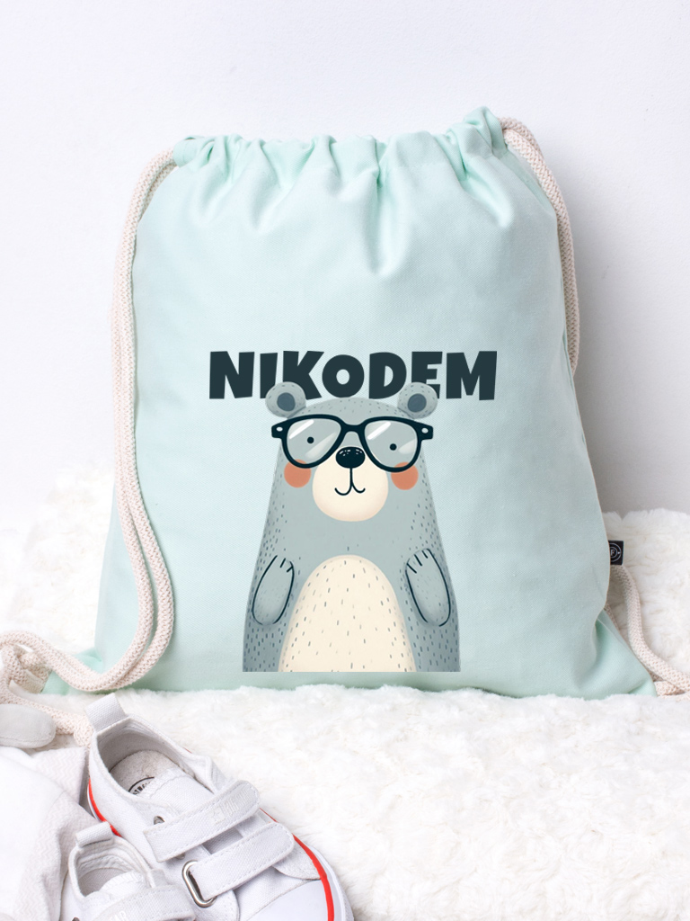 Worek dla dziecka misio w okularach + imię