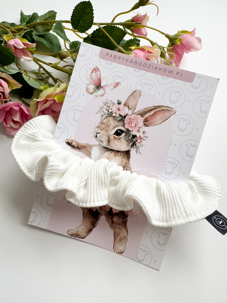 Gumka scrunchie do włosów ecru prążek