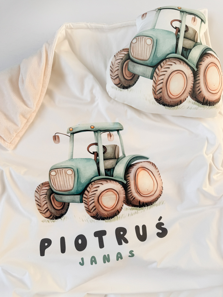 Zestaw do przedszkola (kołderka + poduszka) traktor