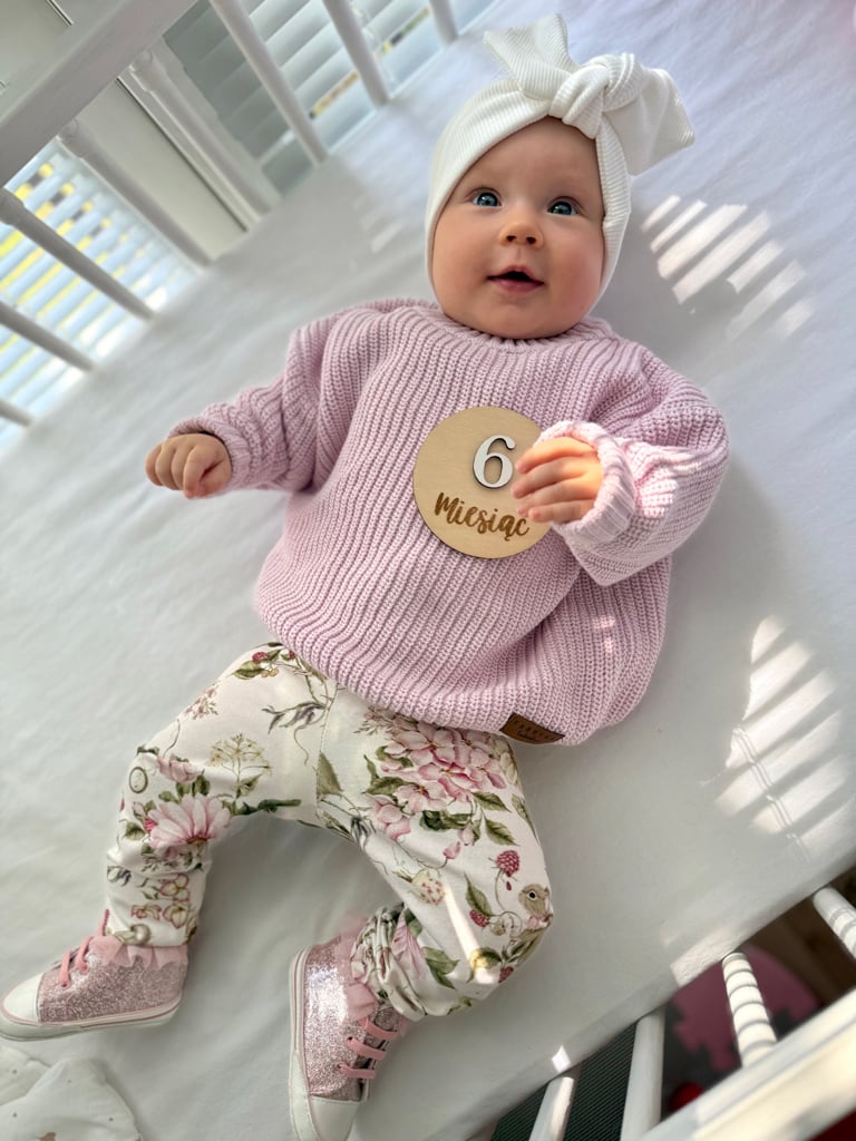Sweter dziecięcy bawełniany pudrowy róż - obrazek 4