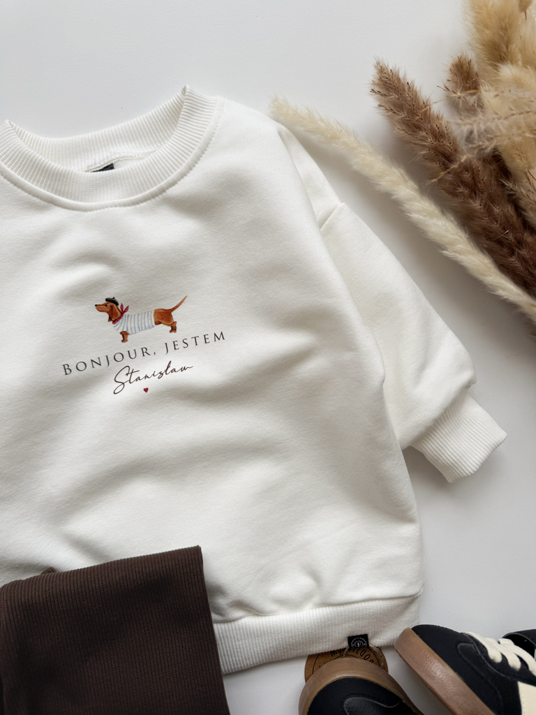 Bluza dziecięca z nadrukiem jamnika bonjour