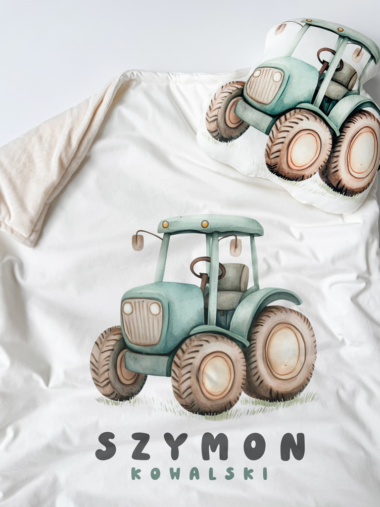 Zestaw do przedszkola (kołderka + poduszka) traktor