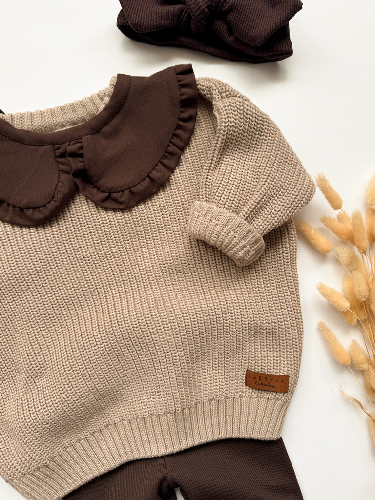 Sweter dziecięcy bawełniany kawowy - obrazek 6