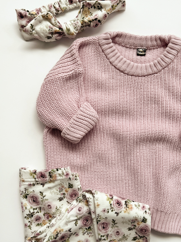 Sweter dziecięcy bawełniany pudrowy róż