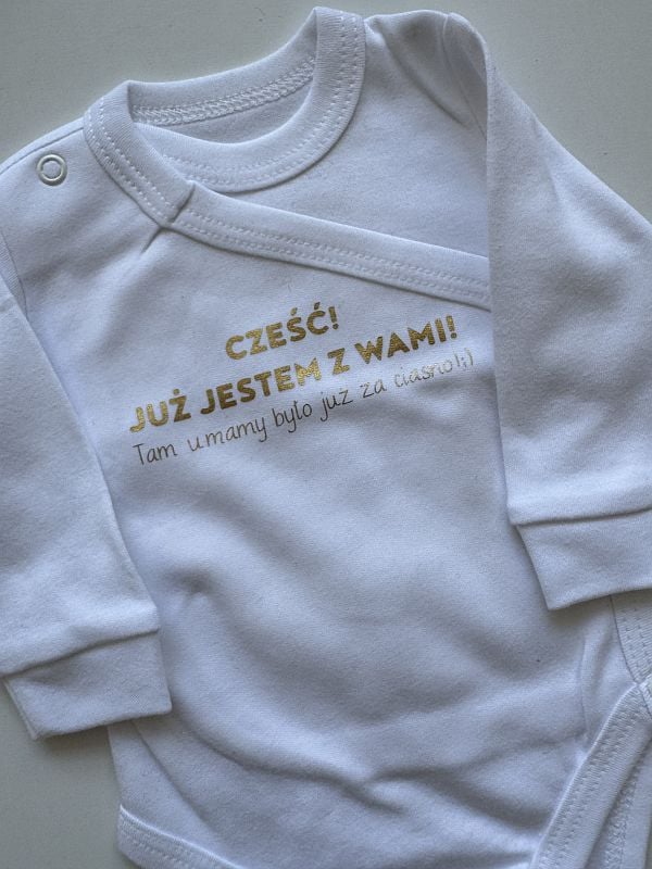 Body kopertowe białe z długim rękawem cześć juz jestem z wami rozmiar 56