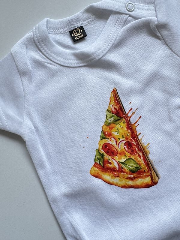 Body kopertowe białe z krótkim rękawem pizza rozmiar 62