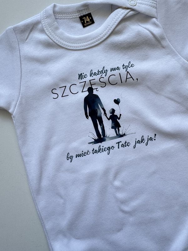 Body białe z krótkim rękawem nie każdy ma tyle szczęścia... rozmiar 74