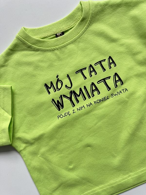 Koszulka limonkowa z krótkim rękawem mój tata wymiata rozmiar 80