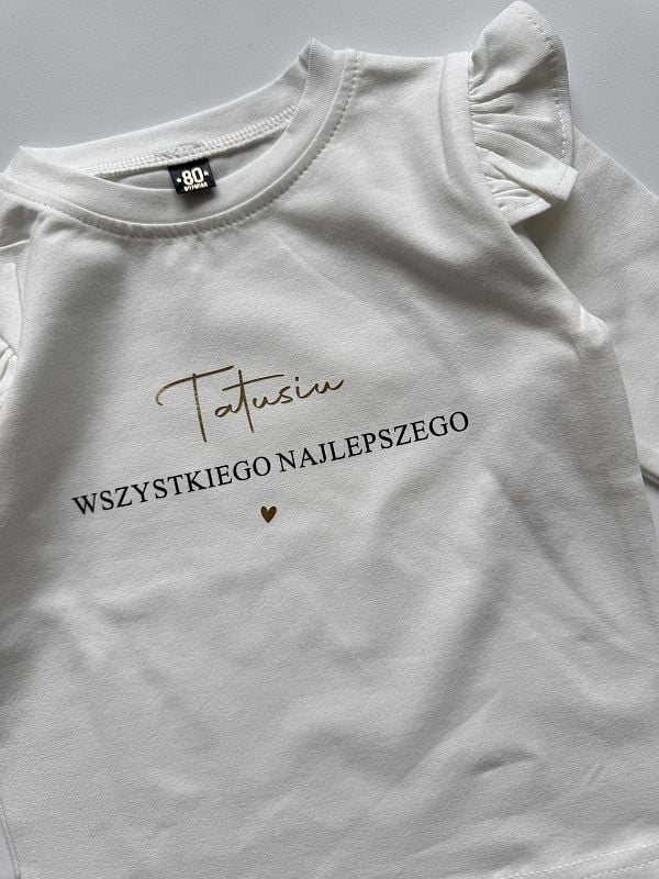 Koszulka ecru z długim rękawem tatusiu wszystkiego najlepszego rozmiar 80