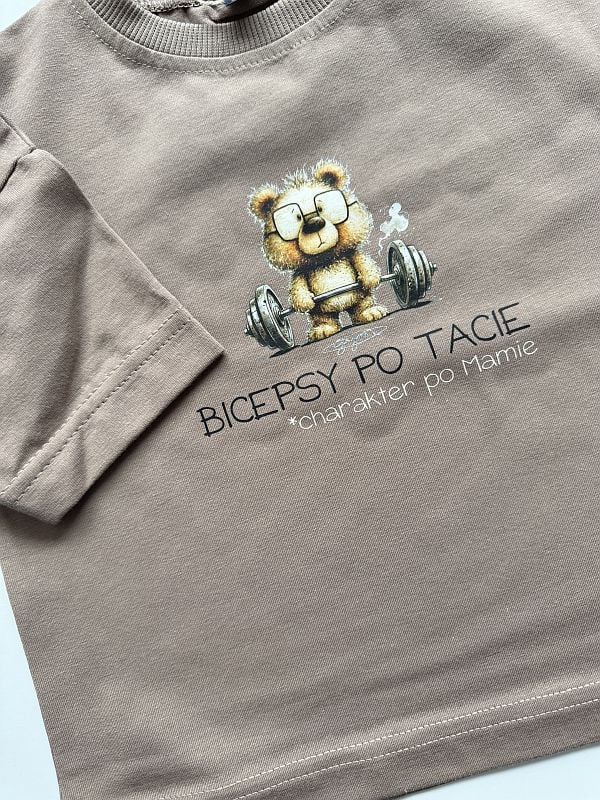 Koszulka kawowa z krótkim rękawem bicepsy po tacie rozmiar 80