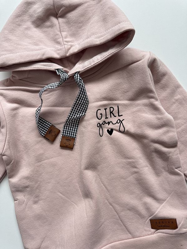 Bluza różowa z kapturem girl gang rozmiar 80