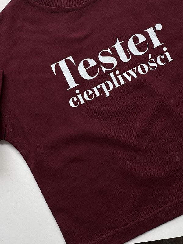 Koszulka bordowa krótki rękaw tester cierpliwości rozmiar 86