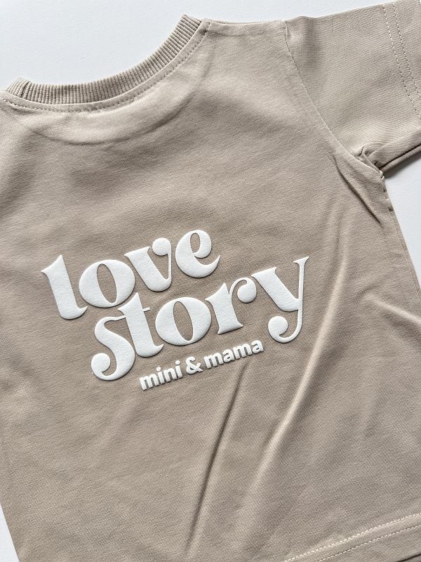 Koszulka beżowa krótki rękaw love story rozmiar 86