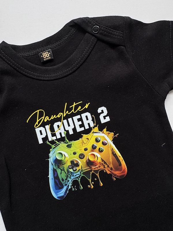 Body czarne krótki rękaw daughter player 2 rozmiar 86