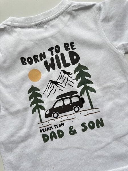Koszulka biała krótki rękaw born to be wild rozmiar 86