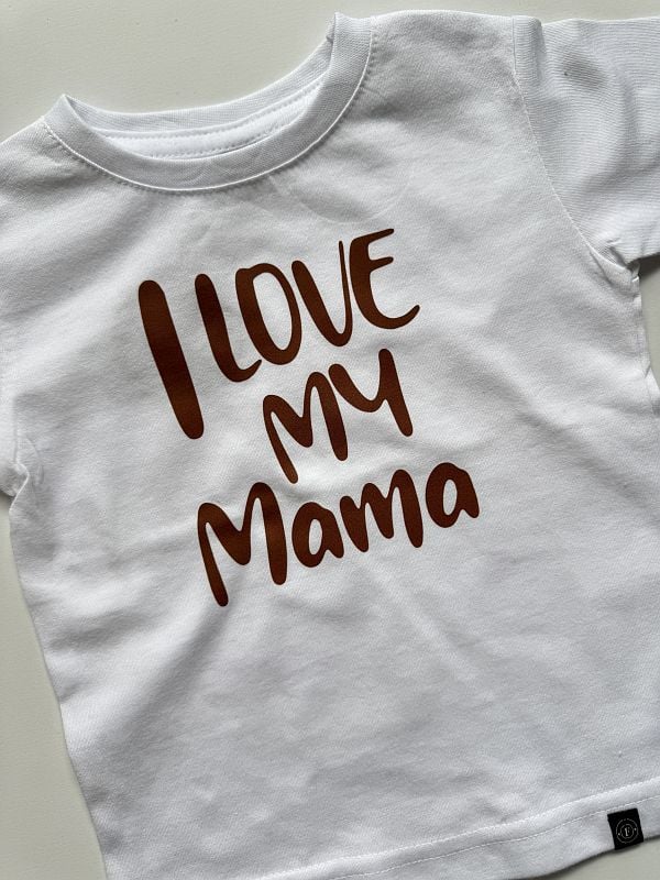 Koszulka biała krótki rękaw Ilove my mama rozmiar 86
