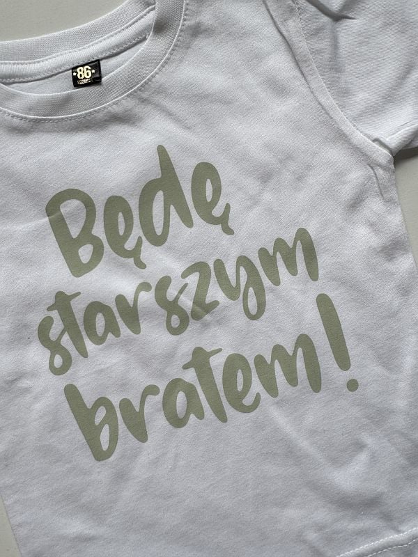 Koszulka biała krótki rękaw będę starszym bratem rozmiar 86