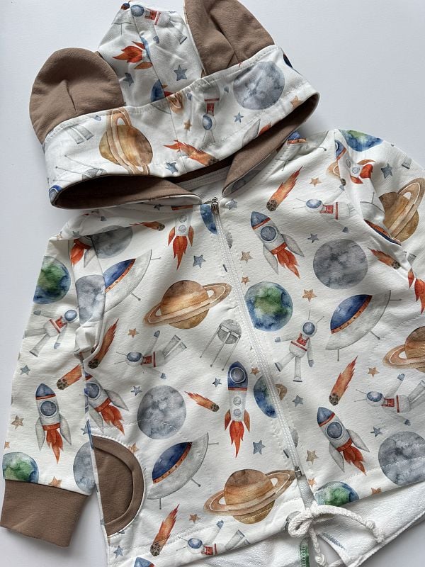 Bluza kosmos print z kapturem rozmiar 86