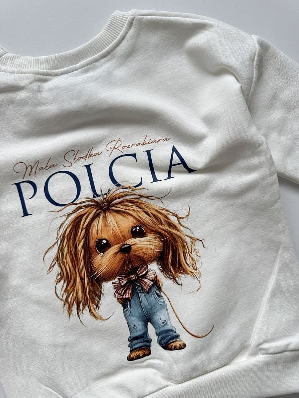 Bluza ecru piesek Polcia rozmiar 86