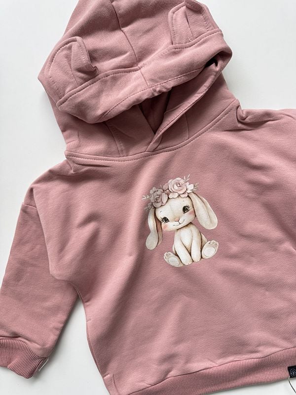 Bluza z kapturem różowa króliczek w wianku rozmiar 86