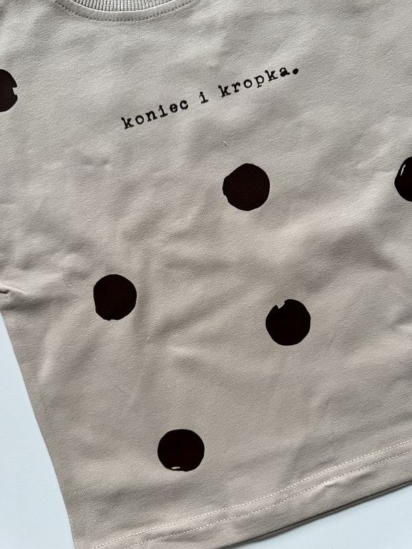Koszulka beżowa krótki rękaw brązowe kropki rozmiar 86