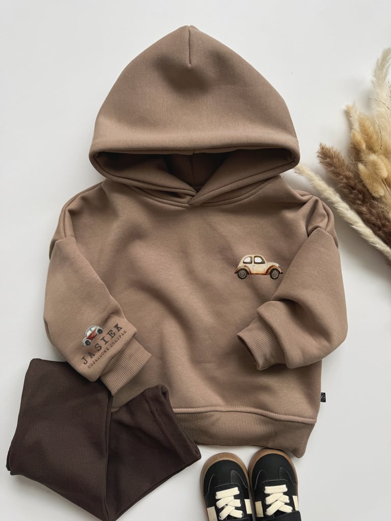 Bluza dziecięca z kapturem vintage auta