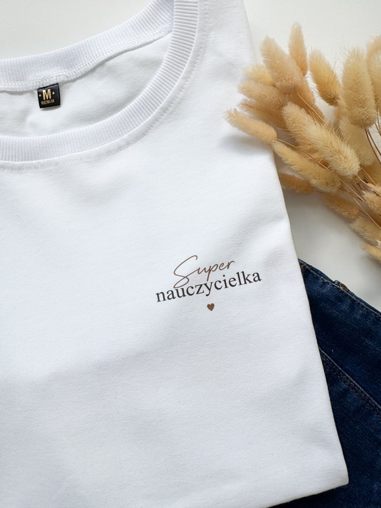Koszulka damska z nadrukiem super nauczycielka