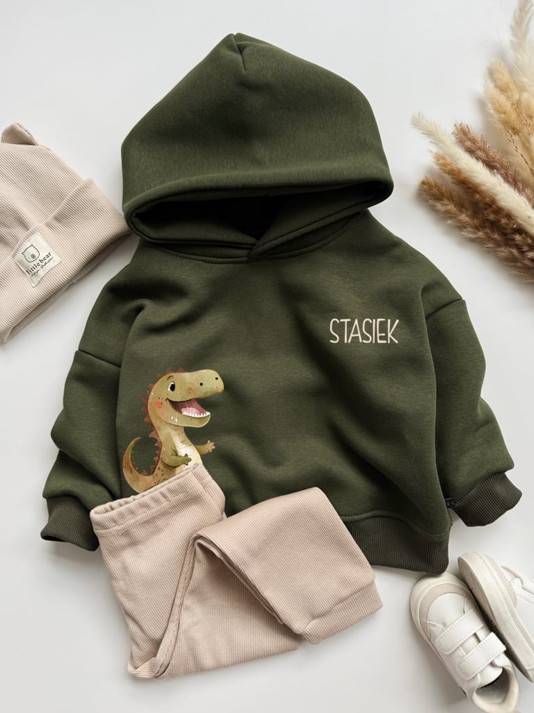 Bluza dziecięca z kapturem wesoły dinozaur