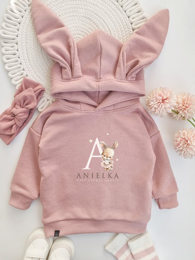 Bluza z kapturem z uszkami zajączka mały słodki króliś