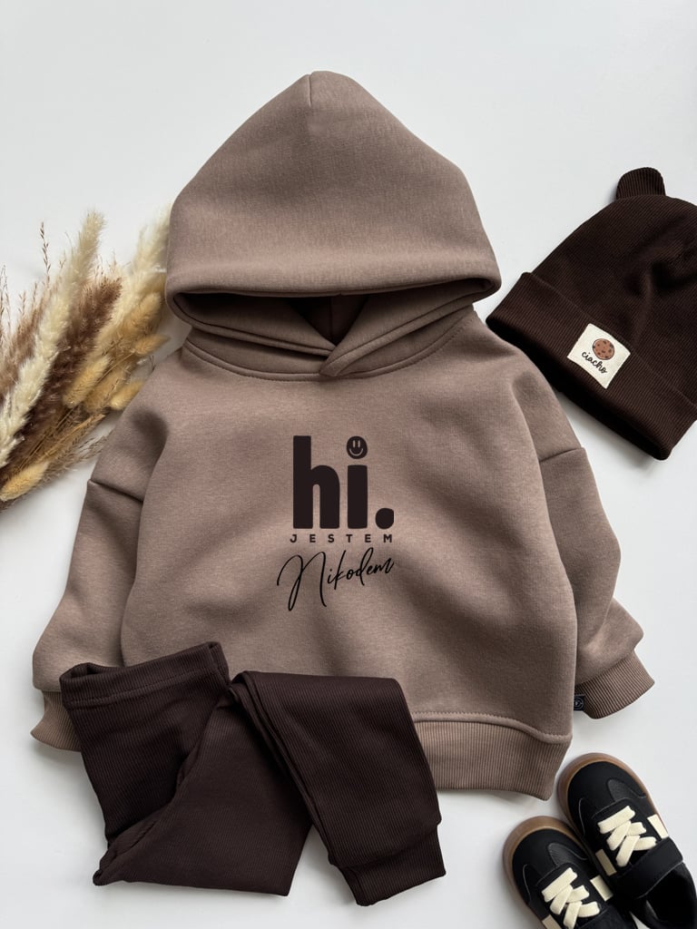 Bluza dziecięca z kapturem hi. jestem + imię