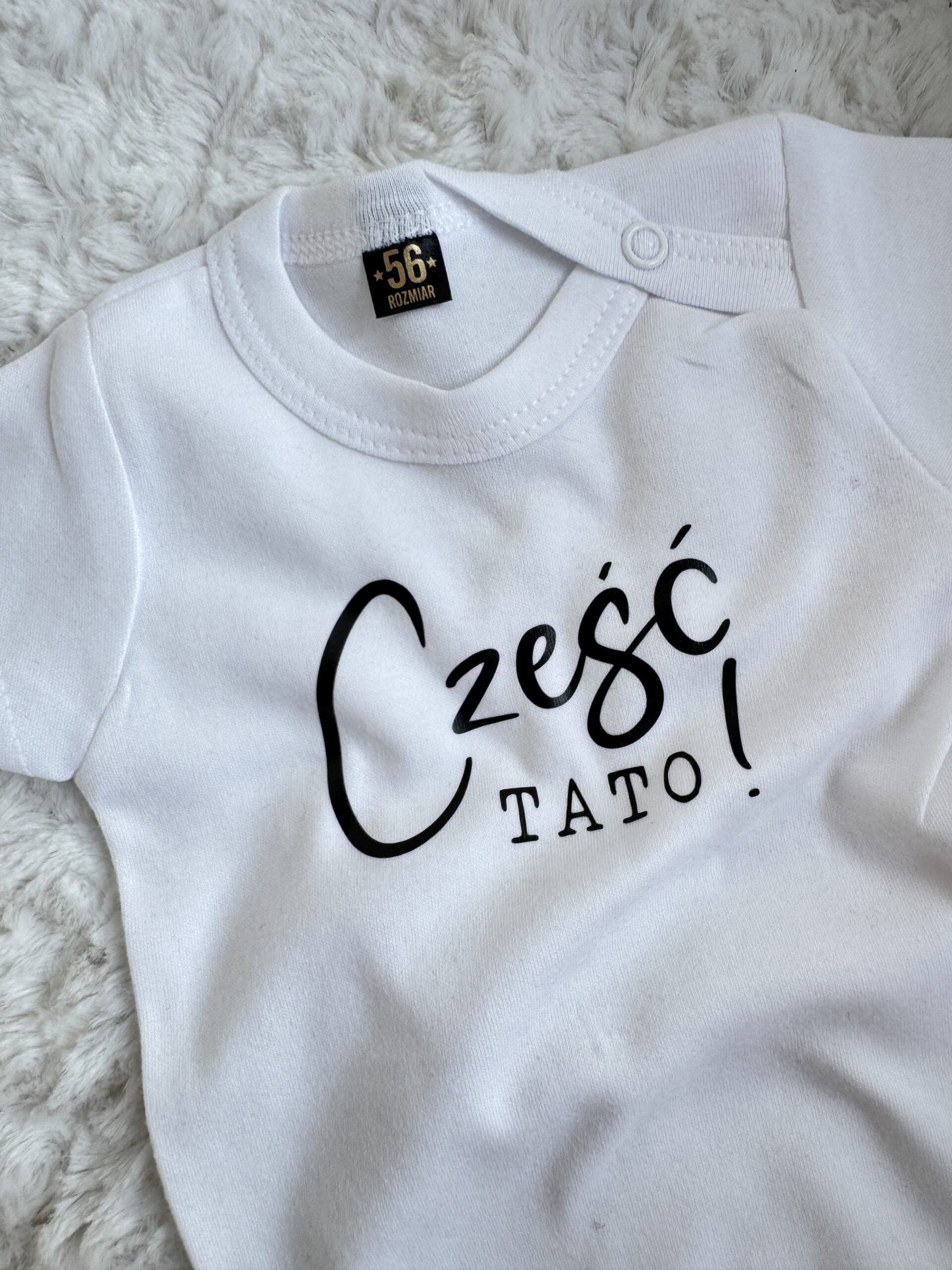 Body białe krótki rękaw cześć tato rozmiar 56