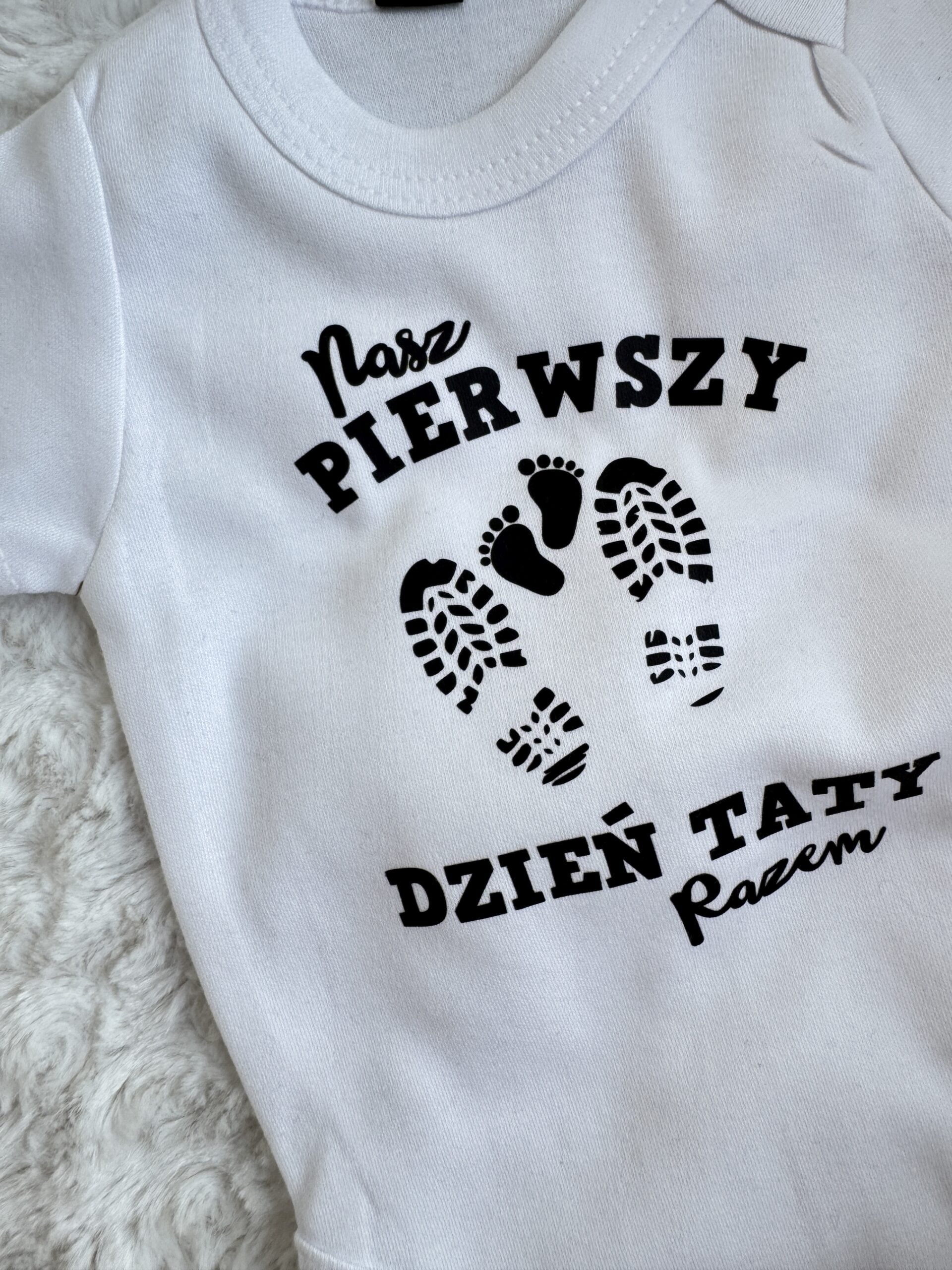 Body białe krótki rękaw nasz pierwszy dzień taty razem rozmiar 56