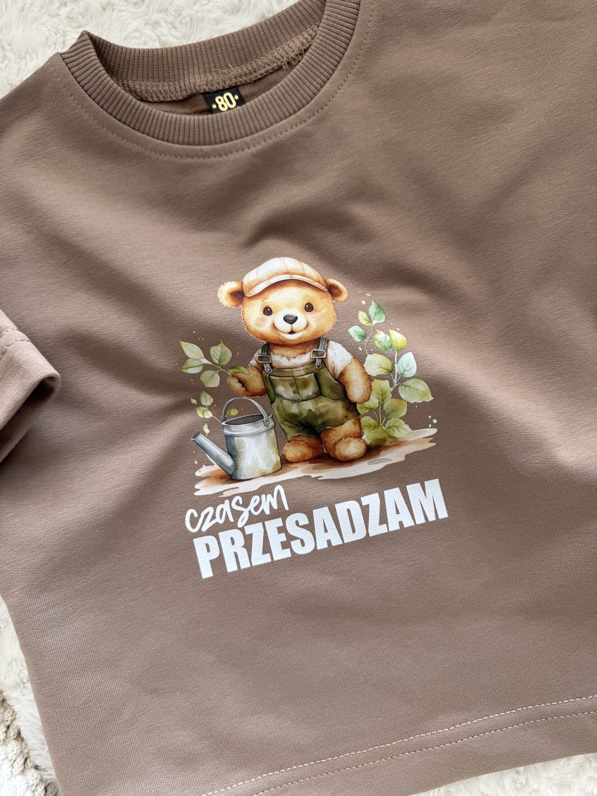Koszulka kawowa krótki rękaw czasem przesadzam rozmiar 80