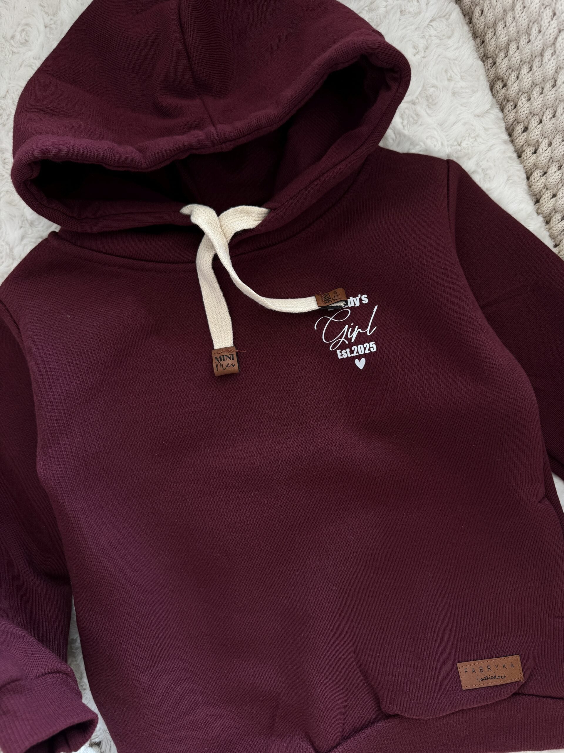 Bluza z kapturem bordowa daddys girl est 2025 rozmiar 86