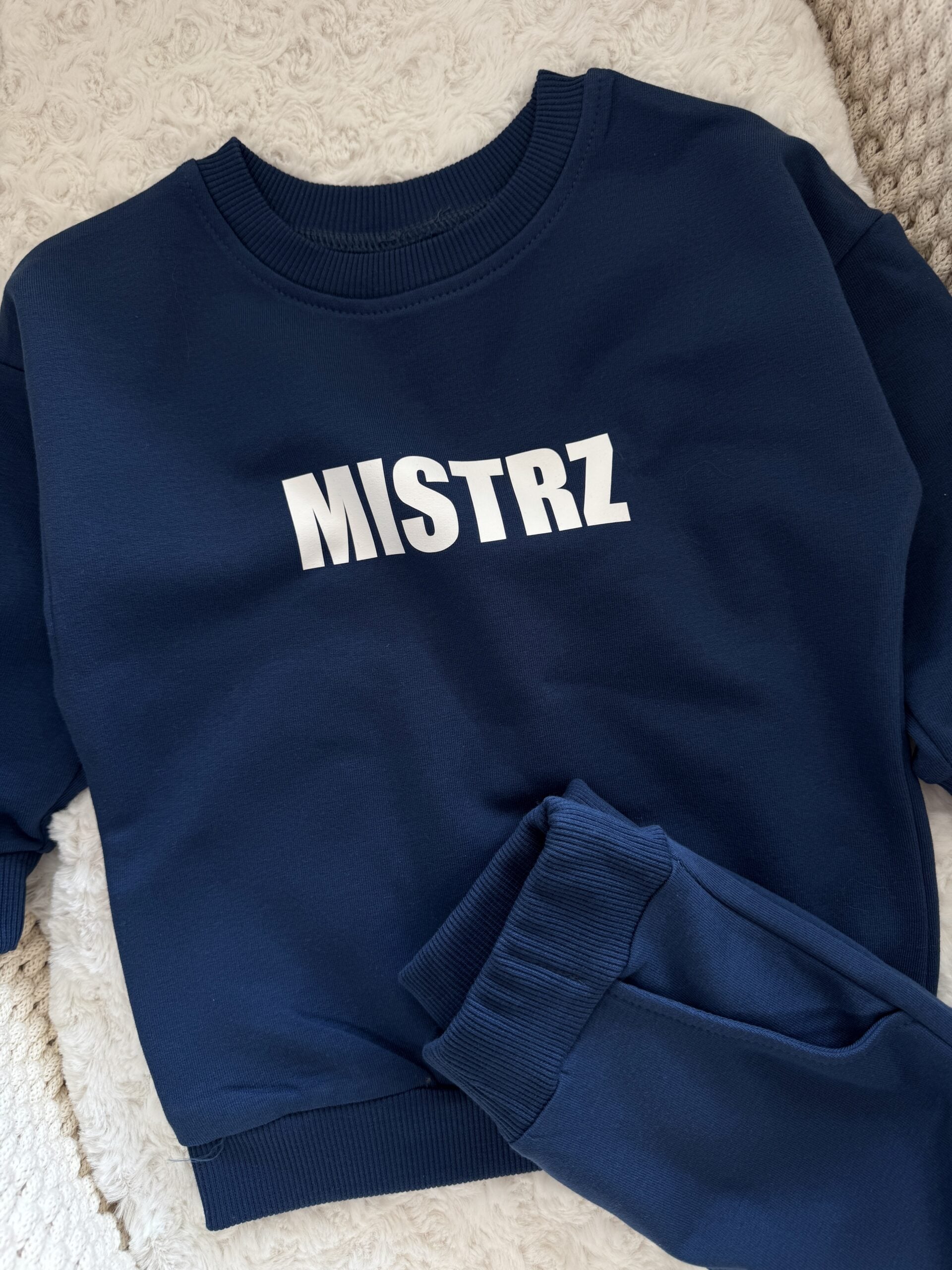 Komplet ciemno niebieski bluza + spodnie dresowe mistrz rozmiar 86