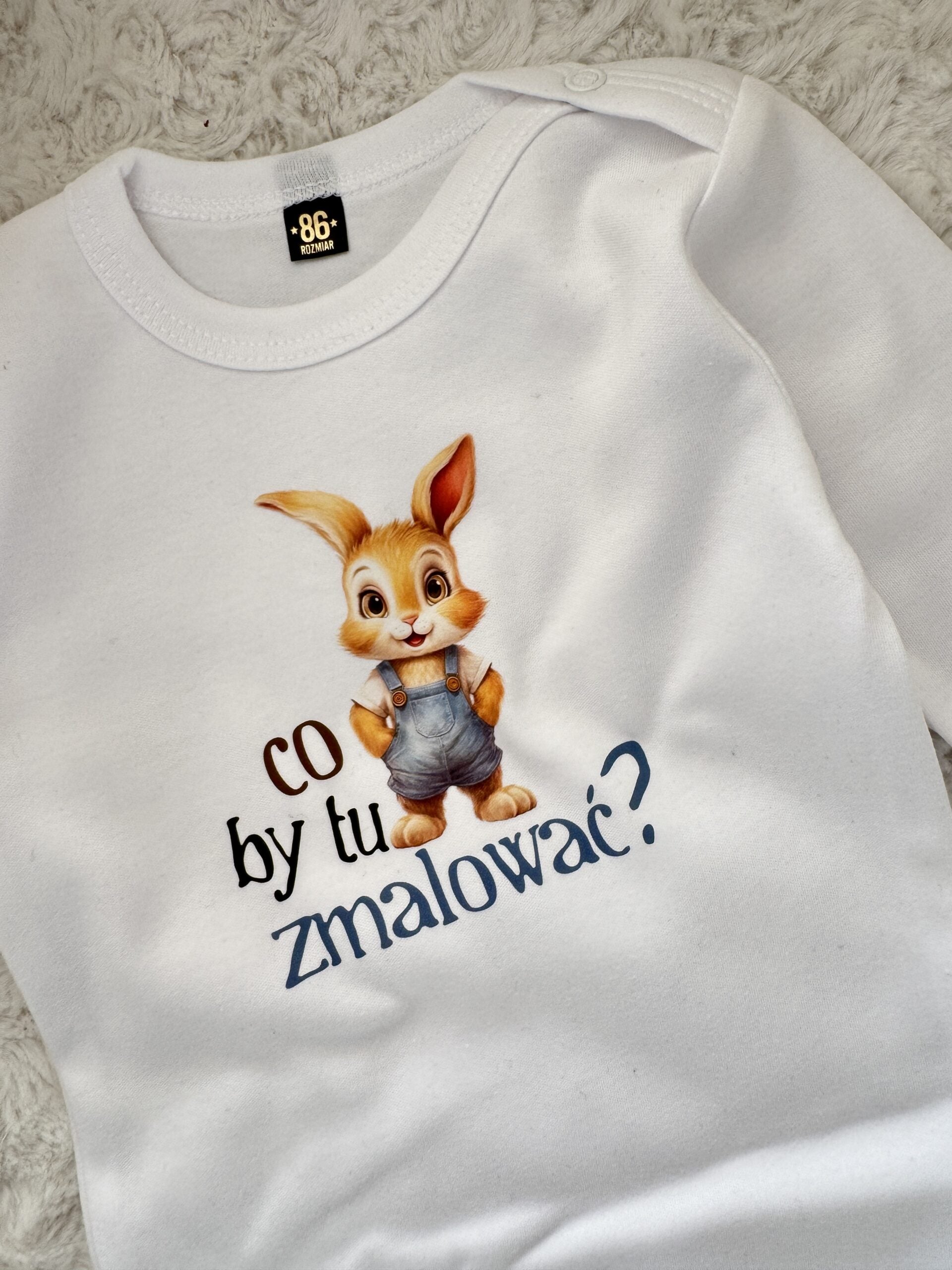 Body białe długi rękaw co by tu zmalować rozmiar 86