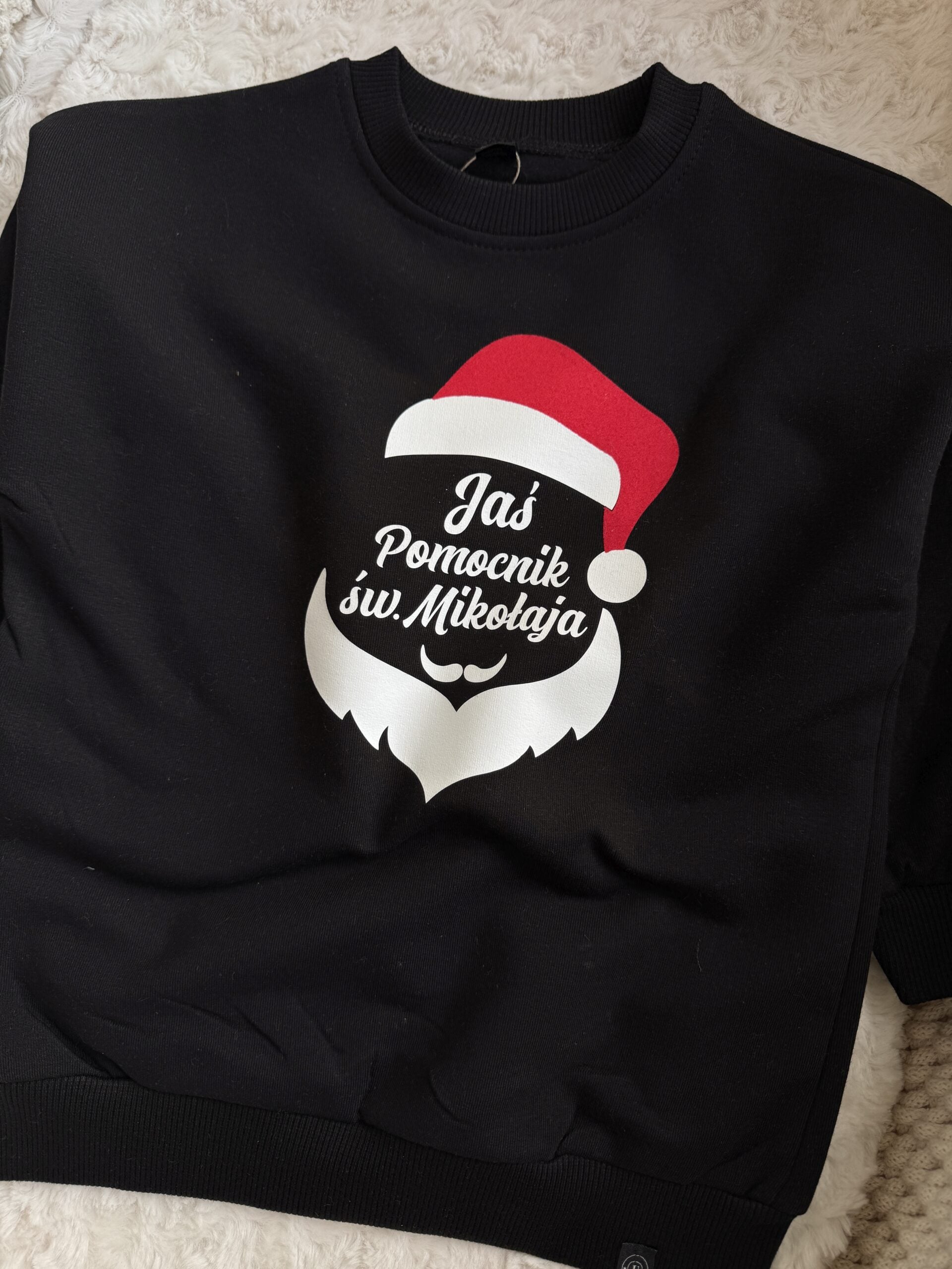 Bluza czarna Jaś pomocnik świętego Mikołaja rozmiar 92